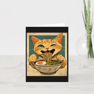 Tarjeta Gato Japonés Divertido De Jengibre Ramen Kawaii An