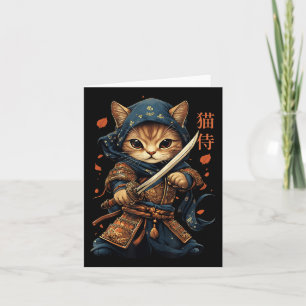 Tarjeta Gato japonés samurai tattoo Kawaii Ninja gato W