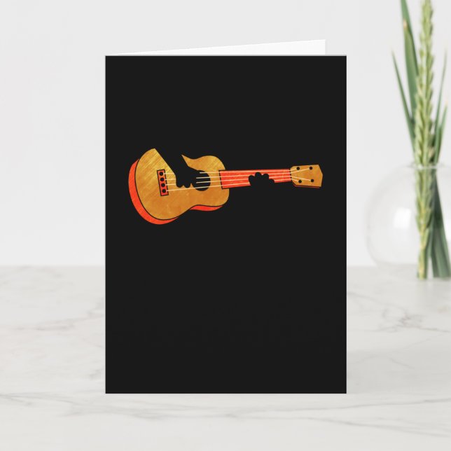 Tarjeta gato jugador de Ukulele (Anverso)
