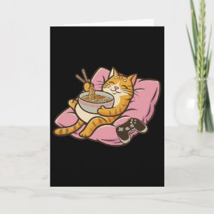 Tarjeta Gato Jugador Ramen Kawaii Juegos Mujeres Japonesas
