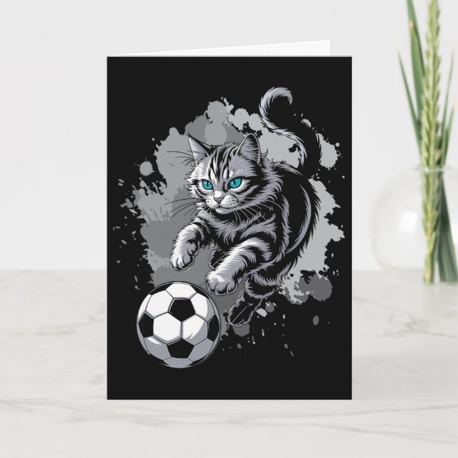 Tarjeta Gato Jugando Fútbol  (Anverso)