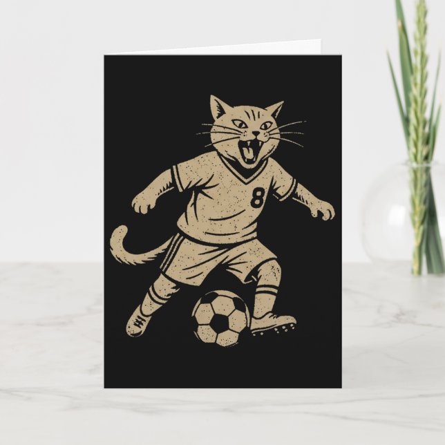 Tarjeta Gato jugando fútbol  (Anverso)