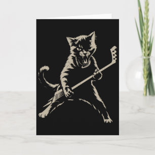 Tarjeta Gato jugando hockey sobre hielo Gato divertido jug