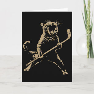 Tarjeta Gato jugando hockey sobre hielo para hombres mujer
