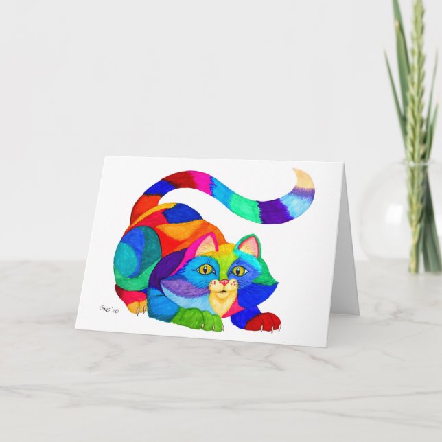 Tarjeta Gato juguetón (Anverso)