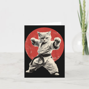 Tarjeta Gato Karate Judo Japón Bandera Japonesa Gráfico Di