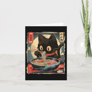 Tarjeta Gato Kawaii Comiendo Fideos Ramen Anime Regalo Chi