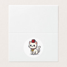Gato Kawaii Marroquí Adorable con Pegatina Fez