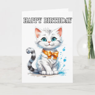 Tarjeta Gato Kitty Feliz Cumpleaños