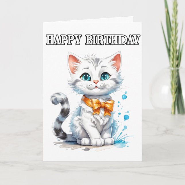 Tarjeta Gato Kitty Feliz Cumpleaños (Anverso)