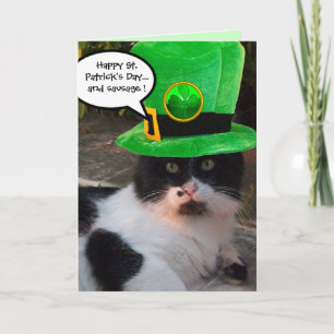 TARJETA GATO LEPRECHAUN DEL DÍA DE SAN PATRICK DE COLOR NE