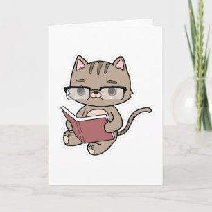 Tarjeta Gato leyendo un libro en Reading