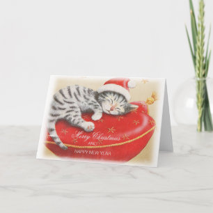 Tarjeta Gato lindo de Navidad