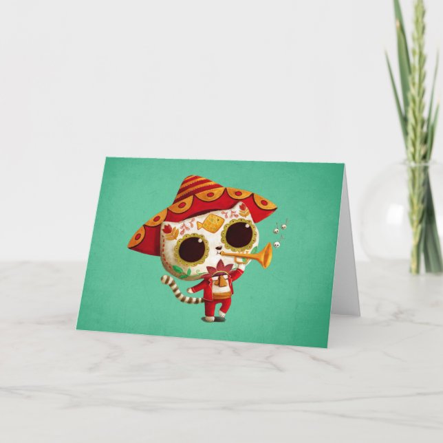 Tarjeta Gato lindo del mariachi mexicano del EL (Anverso)