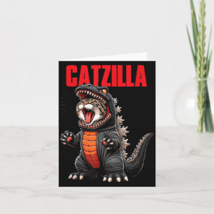 Tarjeta Gato Lindo Gatito Catzilla para Madres de Gatos Pa