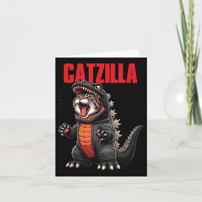 Tarjeta Gato Lindo Gatito Catzilla Para Madres De Gatos Pa (Anverso)