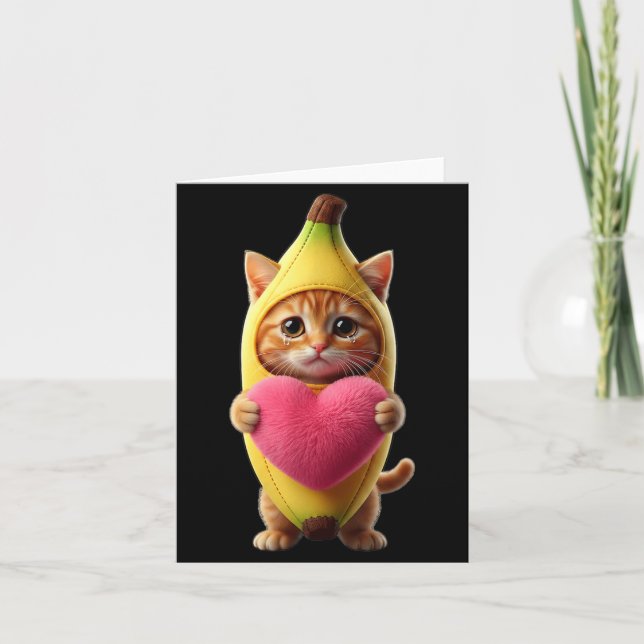Tarjeta Gato Lindo Plátano Corazón Divertidísimo Sarcástic (Anverso)