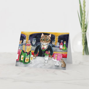Tarjeta Gato lindo, ratón, Manet París (versión francesa)