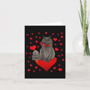 Tarjeta Gato Lindo Sentado En Corazón Grande