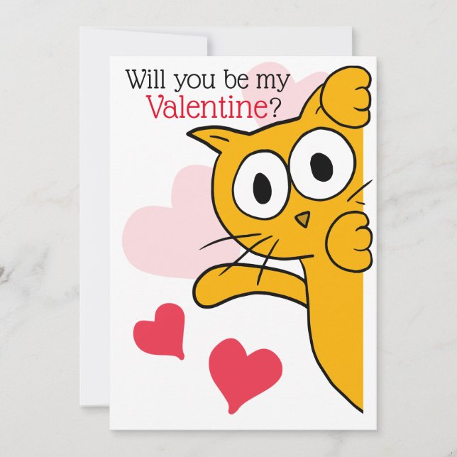 Tarjeta Gato lindo será mi saludo de San Valentín (Anverso)
