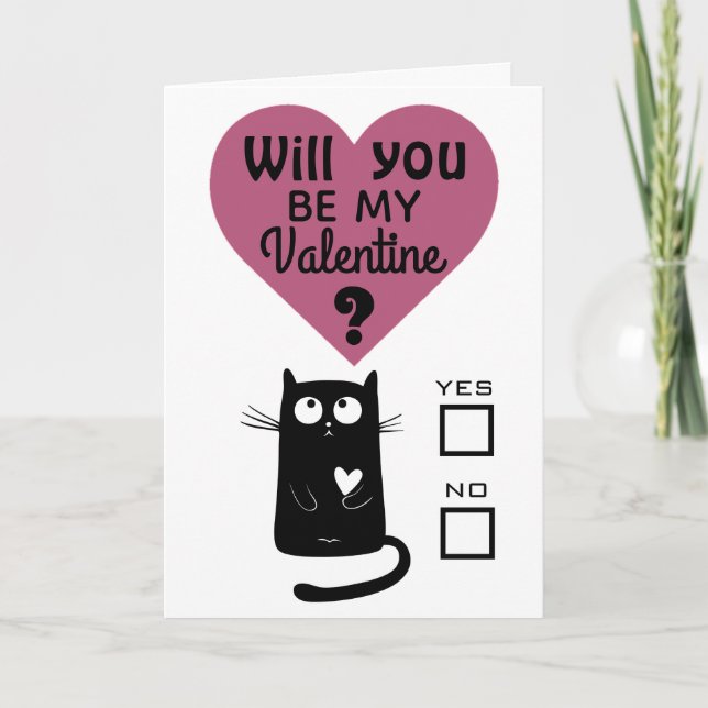 Tarjeta Gato lindo serás mi San Valentín (Anverso)