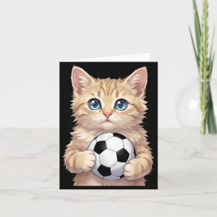 Tarjeta Gato Lindo Sosteniendo Balón de Fútbol Adorable Ka