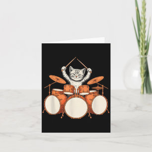 Tarjeta Gato Lindo Tocando Batería Kit de Baterista Divert