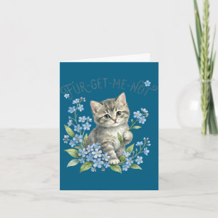 Tarjeta Gato lindo y flores regalo de no me olvides para m