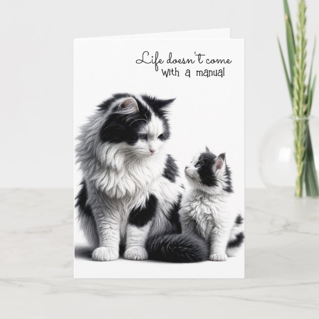 Tarjeta Gato madre y gatito coincidente (Anverso)