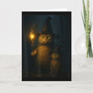 Tarjeta Gato Mago Raro Divertido Meme de Gato de Halloween
