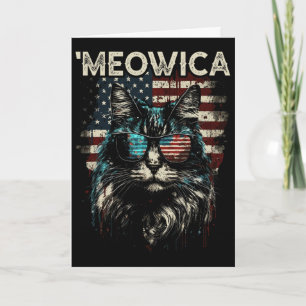 Tarjeta Gato Maine Coon Patriótico de Merica 