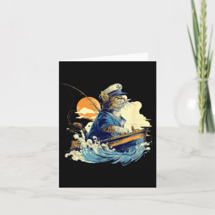 Tarjeta Gato Marinero Capitán Barco Pesca 