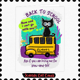 Tarjeta Gato Miedoso De Vuelta al Colegio