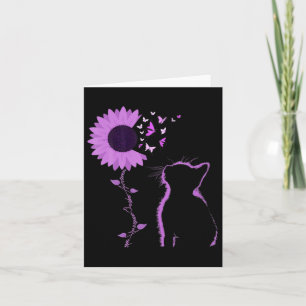 Tarjeta Gato Mira Girasol Púrpura Mariposa Sobredosis Cons