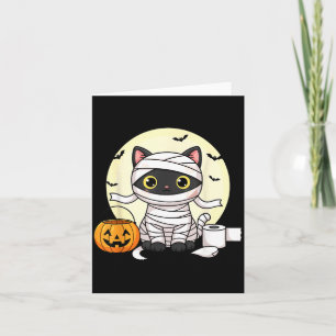 Tarjeta Gato Momia Kawaii Halloween Gato Negro Truco O