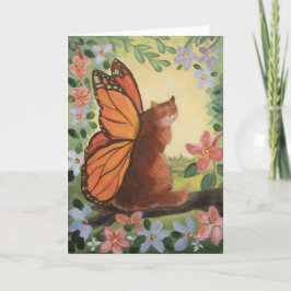 Tarjeta Gato monarca mariposa en la pradera