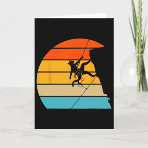 Tarjeta Gato Montaña Escalador Boulder Deporte Arte Retro 