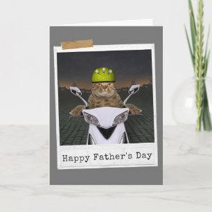 Tarjeta Gato Motero Feliz Día del Padre