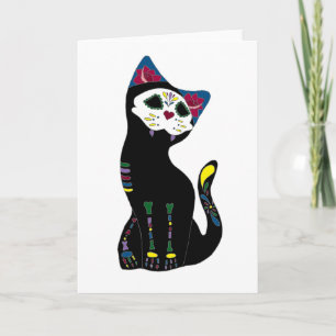 Tarjeta "Gato Muerto" Dia De Los Muertos Cat