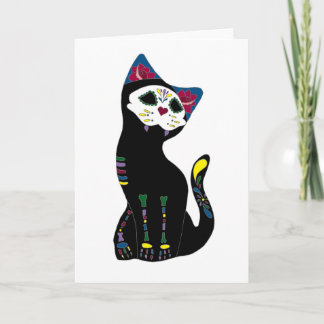Tarjeta "Gato Muerto" Dia De Los Muertos Cat