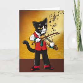 Tarjeta Gato musical de violín