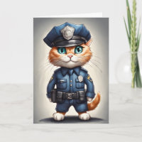 Gato Naranja Adorable con Uniforme de Policía Arte