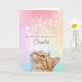 Tarjeta Gato Naranja Atigrado Arcoíris Mariposas Pérdida M