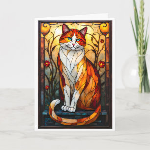 Tarjeta Gato naranja atractivo estilo vidrio emplomado