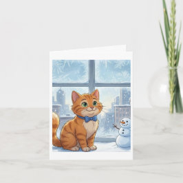 Tarjeta Gato naranja en navidad