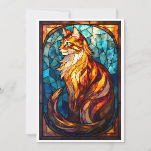 Tarjeta Gato Naranja Esponjoso de Estilo Vidrio Pintado Pl