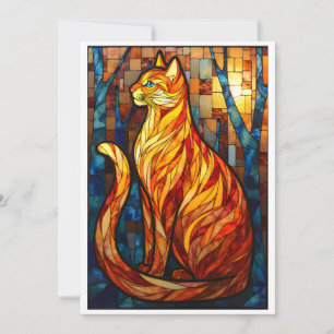Tarjeta Gato Naranja Estilo Vidrio Emplomado