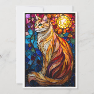 Tarjeta Gato Naranja y Blanco Esponjoso Estilo Vidrio Pint