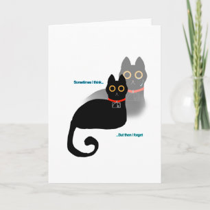 Tarjeta Gato Negro "A veces pienso..." Meme Interior en Bl
