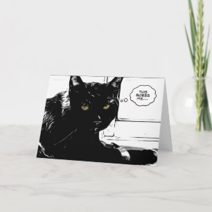 Tarjeta gato negro aburrido